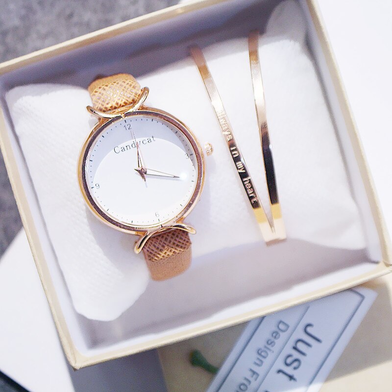 Meisjes Horloge Koreaanse Student Mode Meisje Eenvoudig En Mooie Junior High School Candycat Veelzijdige Kleine Verse Quartz Horloge: C bracelet2(no box)