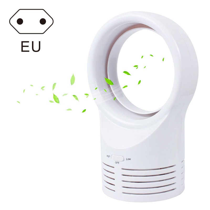Mini No Leaf Fan Portable Bladeless Refrigeration Desktop Air Conditioner Low Noise GR5: White EU Plug