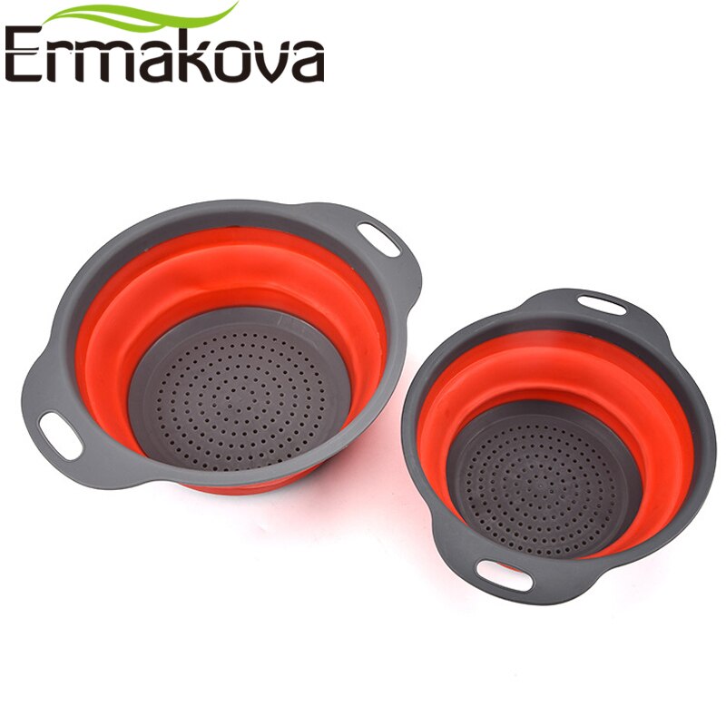 Ermakova Keuken Opvouwbare Vergiet Premium Siliconen Inklapbare Zeef Groente Fruit Colanders Zeven Vouwen Zeef