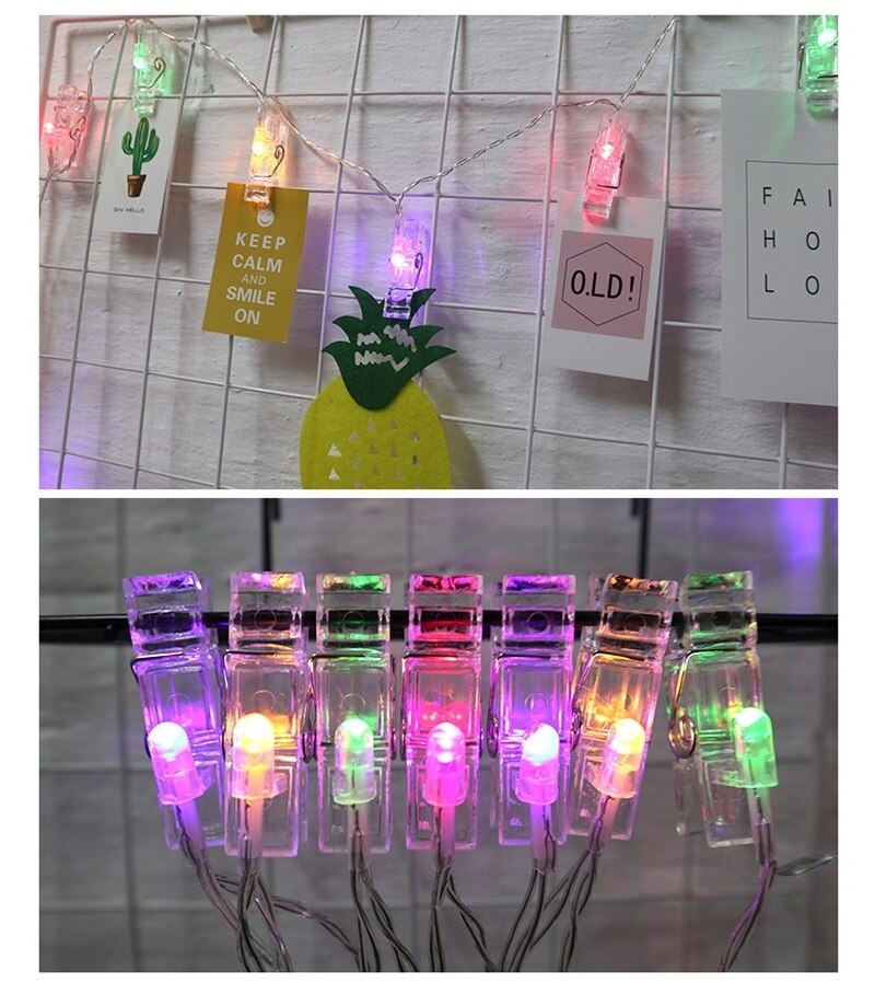LED String lights Card Photo Clip Holder Fairy Garland lamp For Christmas Year Wedding Party Decoration Battery lamp