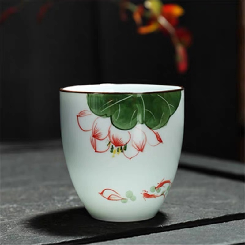 Keramische Traditionele Chinese Thee Kopjes Wit Porselein Thee Set Accessoires Kantoor Theekopjes Draagbare Retro Water Mok Drinkware: G