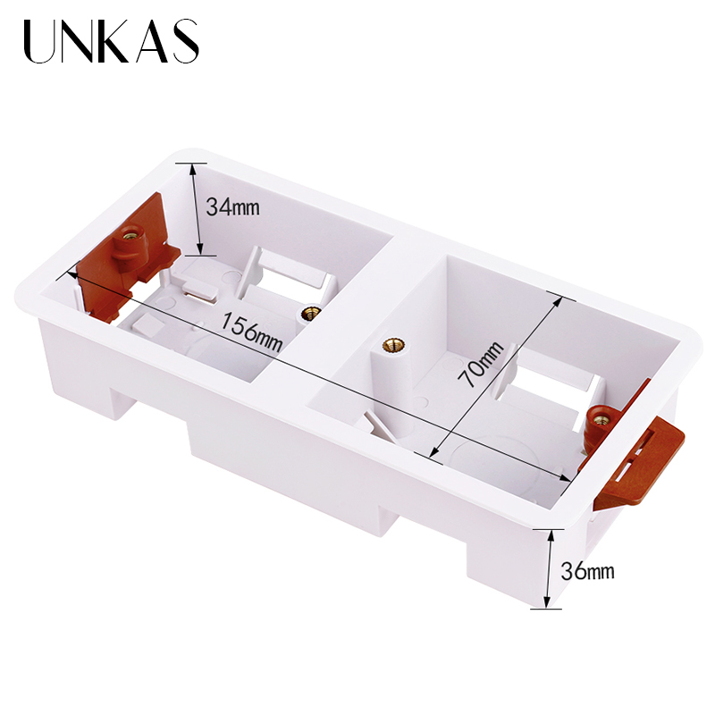 UNKAS-caja de montaje para tablero de yeso, zócalo de interruptor de pared de 34mm de profundidad, 86 tipos 2 Gang 172mm: Default Title