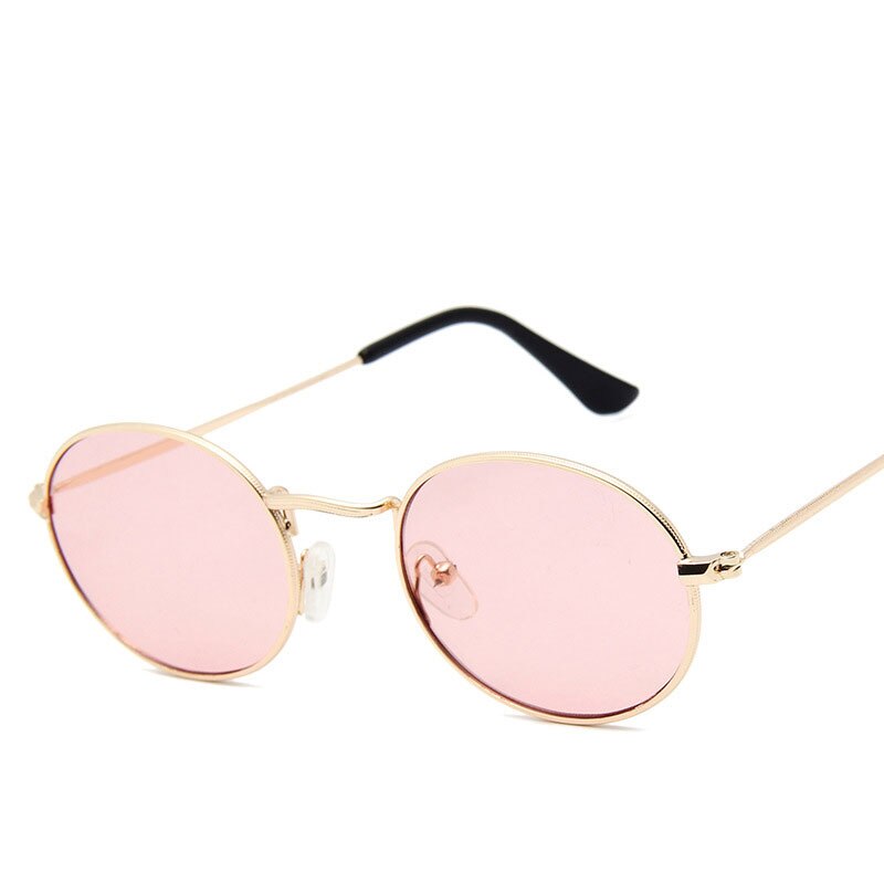 Lunettes de soleil ovales pour femmes, de luxe, transparentes, tendance, en alliage, pour adultes: Gold powder