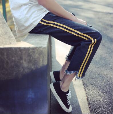 BLUE edge Ripped Biker Jeans Men Denim Super Skinny Famous Brand Slim in Casual harem Pants Scratched Trousers 2XL: deep blue / S