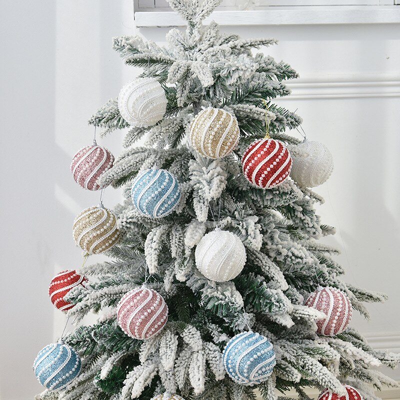 8cm lyxiga julkulor kristall glitter paljetter skum xmas tree hängande hänge xmas ball år fest dekorer