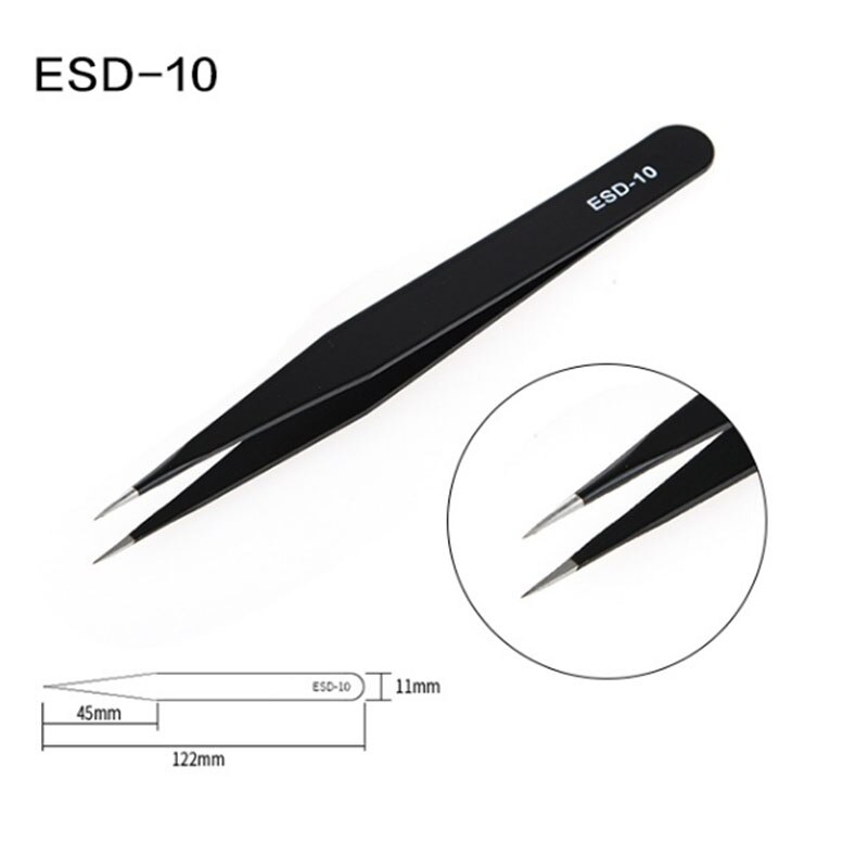 Anti-static ESD Stainless Steel Tweezers Maintenance Tools Industrial Precision Curved Straight Tweezers Repair Tools