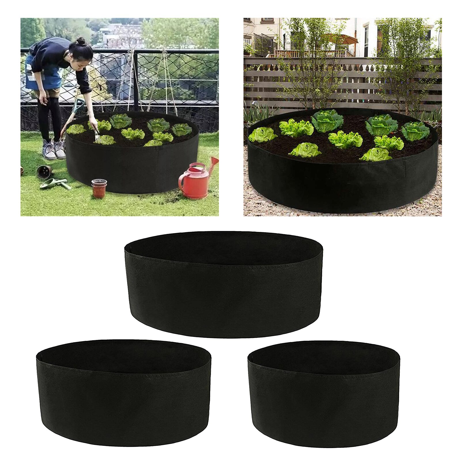 Round Felt Grow Bags Aeration Container Garden Plant Pot Wide Use Holds Soil