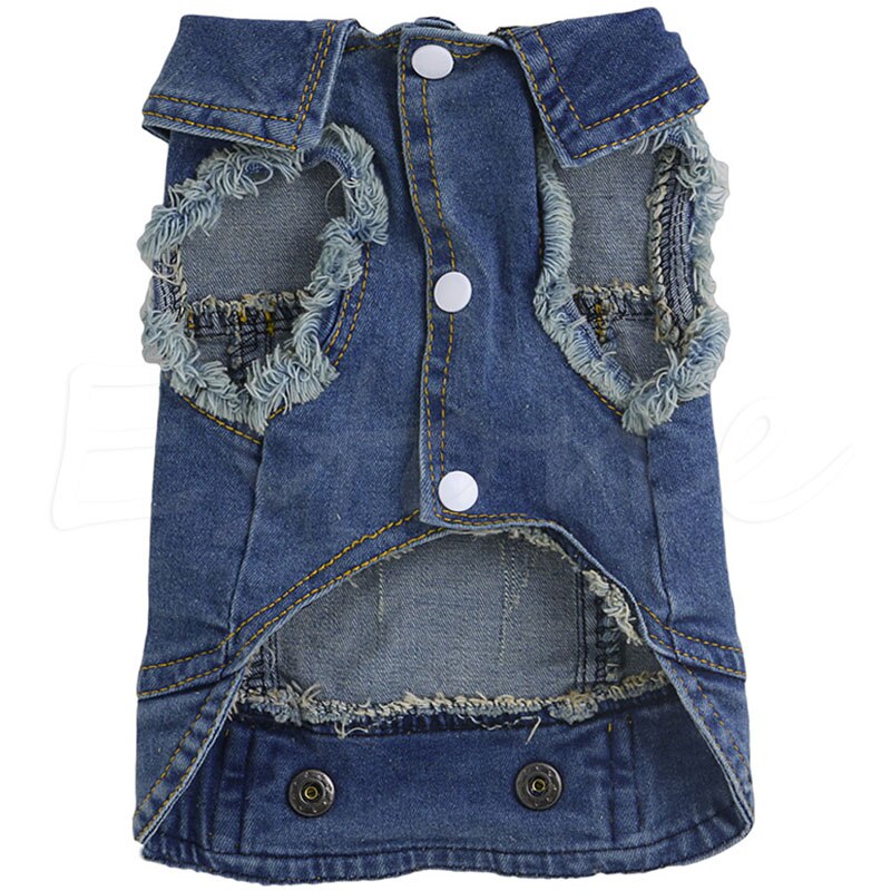 Apparel Denim Pet Dog Puppy Jacket Coats Clothing Sleeveless Clothes H55A