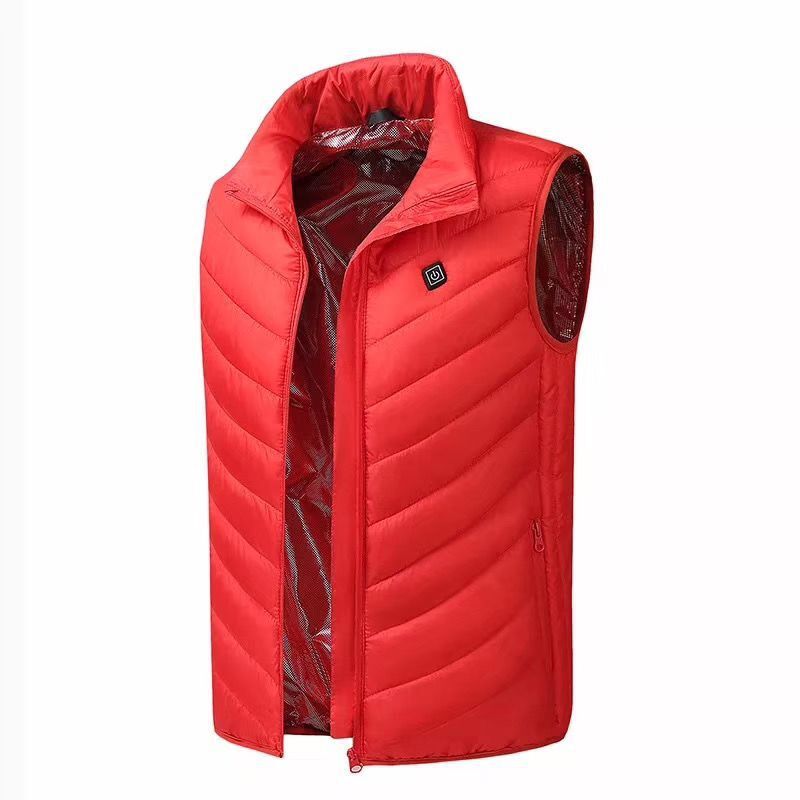 Das Mulheres dos homens Colete Casaco Sem Mangas Colete Roupas de Inverno Térmica USB Elétrico Aquecido Aquecimento Outerwear Jaqueta Masculina Plus Size 8XL: red / 6 XG