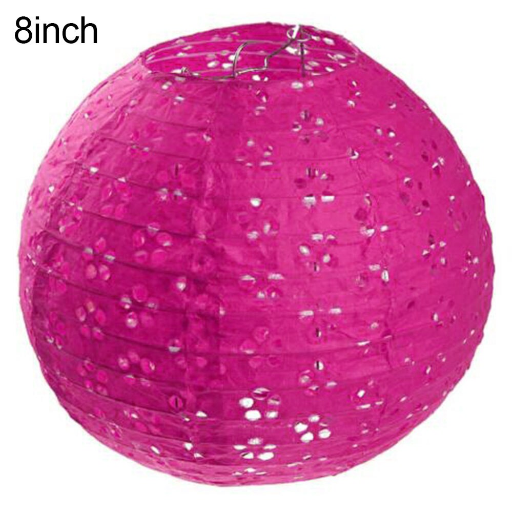 8/12 tommer runde kinesiske papirlanterner lampe fødselsdag bryllup dekoration håndværk gør-det-selv lampion hængende bold festartikler: Rosenrød / 8 tommer