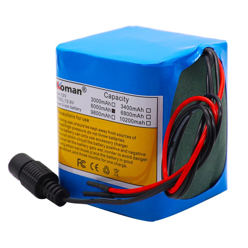 Okoman Large Capacity Battery Pack 12V 6000mAh 18650 Lithium Ion Rechargeable Battery 6Ah DC12.6V Portable Battery Pack