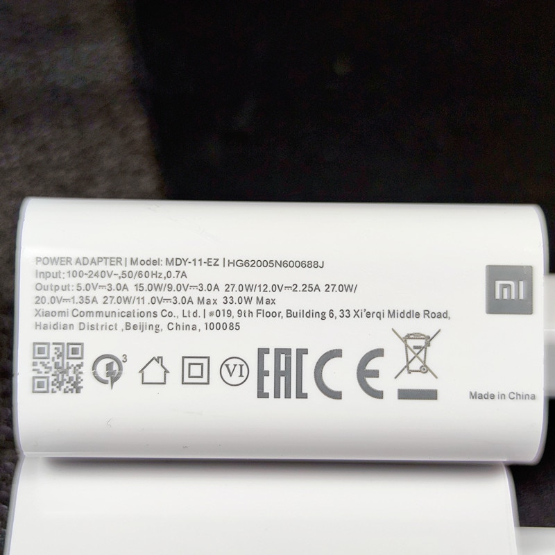 Xiaomi 33W chargeur rapide turbo charge 27W 3A Type C câble pour xiaomi 9 pro mi 10 pro 10x note 10 lite mi 9 K30 PRO