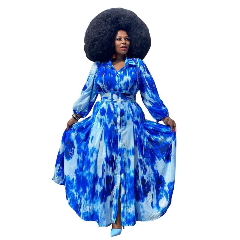 Xl -5xl plus size lange afrikanske kjoler for kvinner dashiki afrika skjortekjole skjørt snøring kappe boubou afrikanske klær