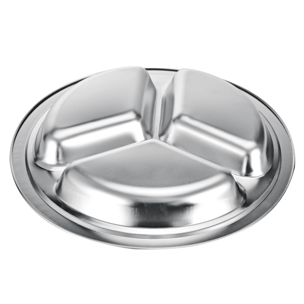 3 4 5 6 Sections Stainless Steel Divided Dinner Plate Dish Round Students Grid Lunch Tray School University Canteen Supplies