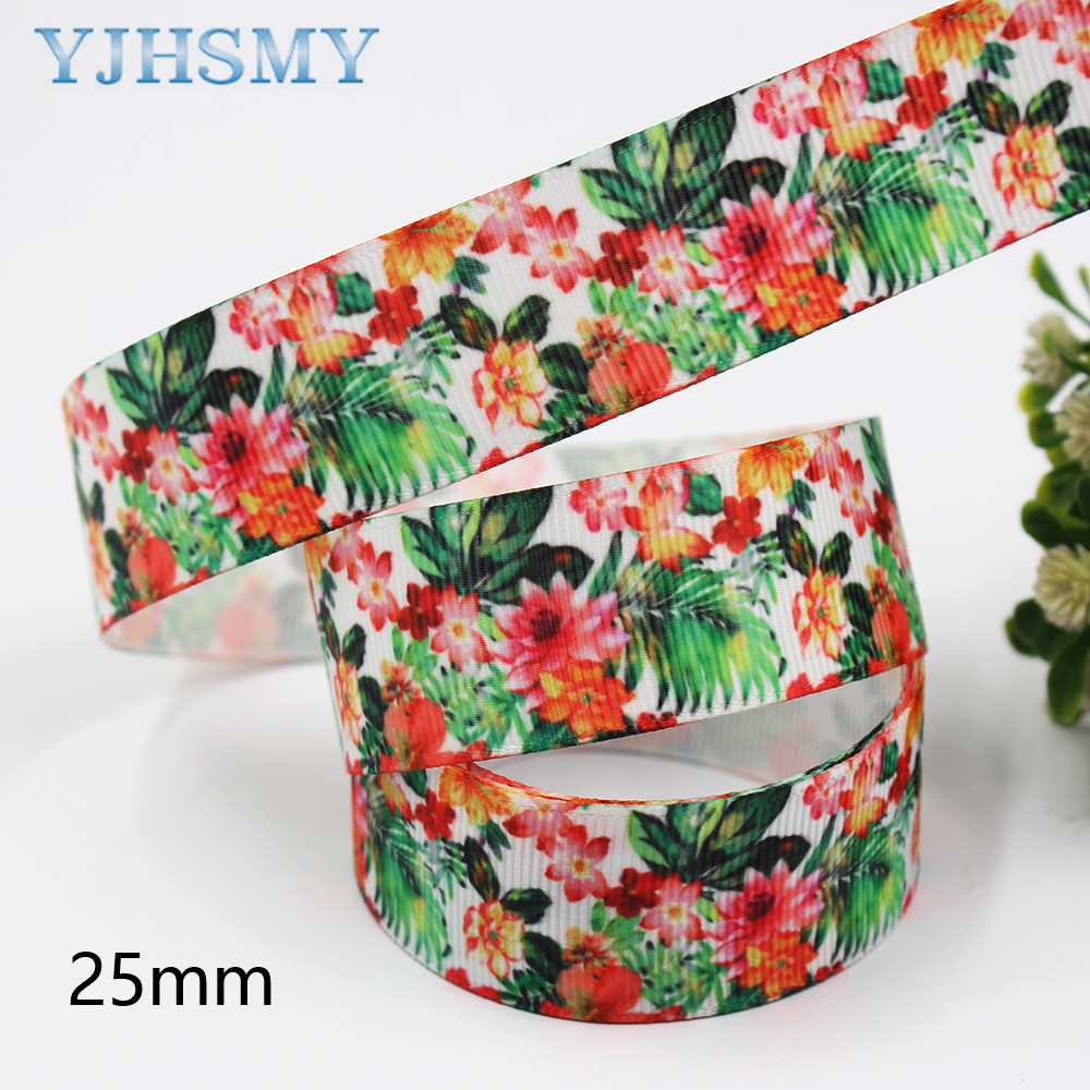 Cinta con estampado de flores de 1 pulgada, accesorios para el cabello hechos a mano, 5 yardas, Material, decoración de lazo, L-20716-675: L-20716-680