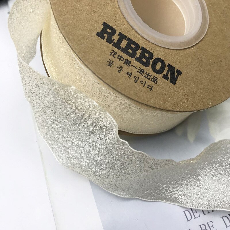 Cinta de gasa arrugada de 25 yardas y 40mm, Material para tocados Diy, para Tartas, flores estilo Bandage, accesorios de decoración de ropa: beige