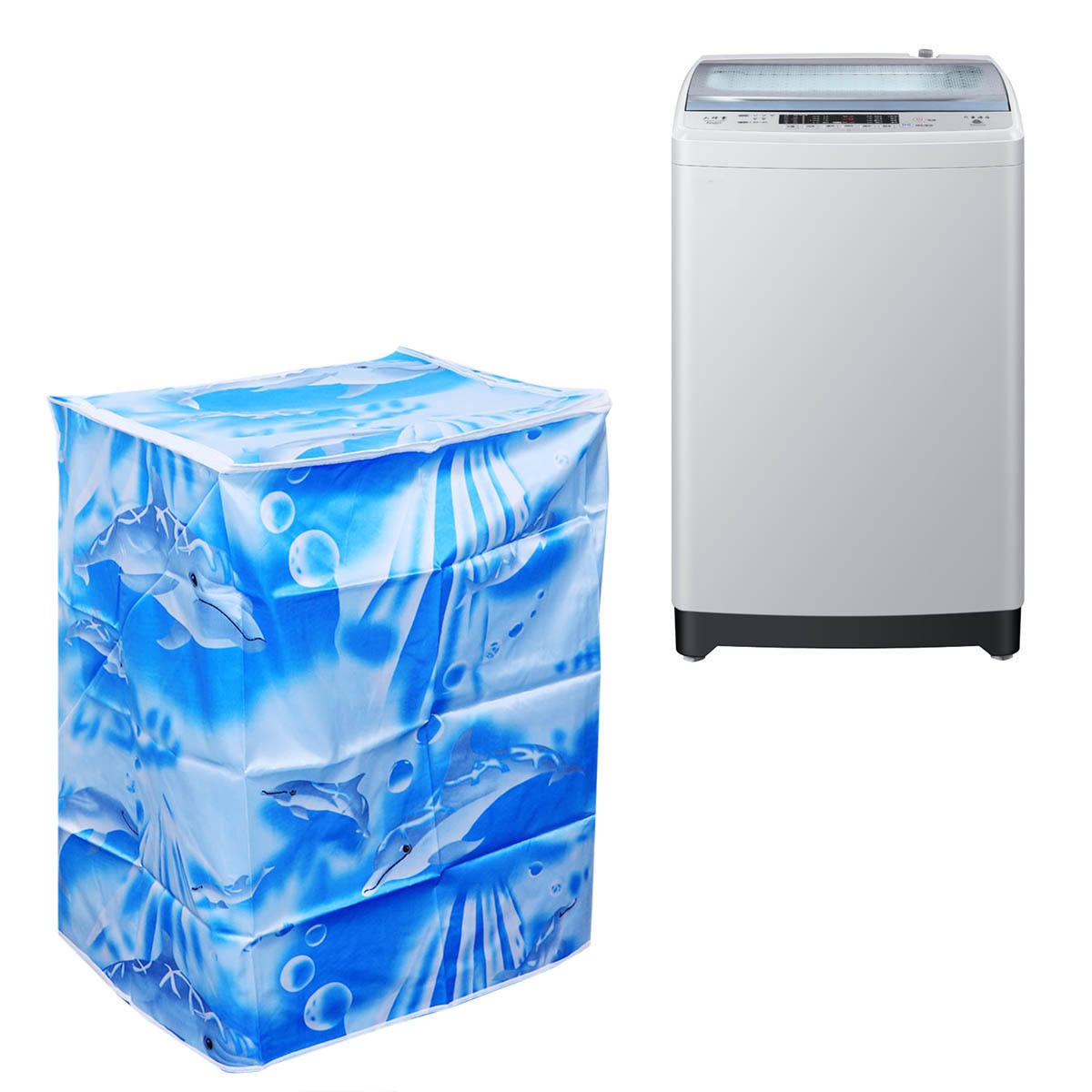 55 × 58 × 87Cm Automatische Wasmachine Cover Polyester Waterdicht Bloemen Ritssluiting Stofdicht Wasmachine Case Protector Wave a3