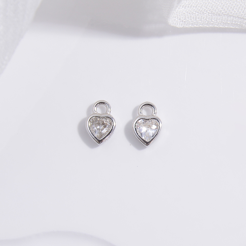 2 uds S925 ojos de plata esterlina Ellispe corazón pequeños dijes DIY collar pendientes para fabricación de joyería accesorios al por mayor SD12: Bañado en rodio de imitación