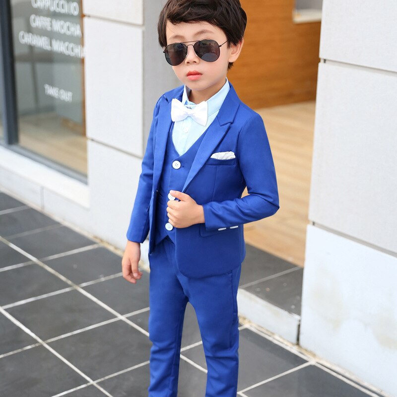 Ensemble costume pour enfants | Veste + gilet + pantalon, 3 ensembles de Banquet de mariage pour enfants, fête d'anniversaire, smoking à vent britannique: 15