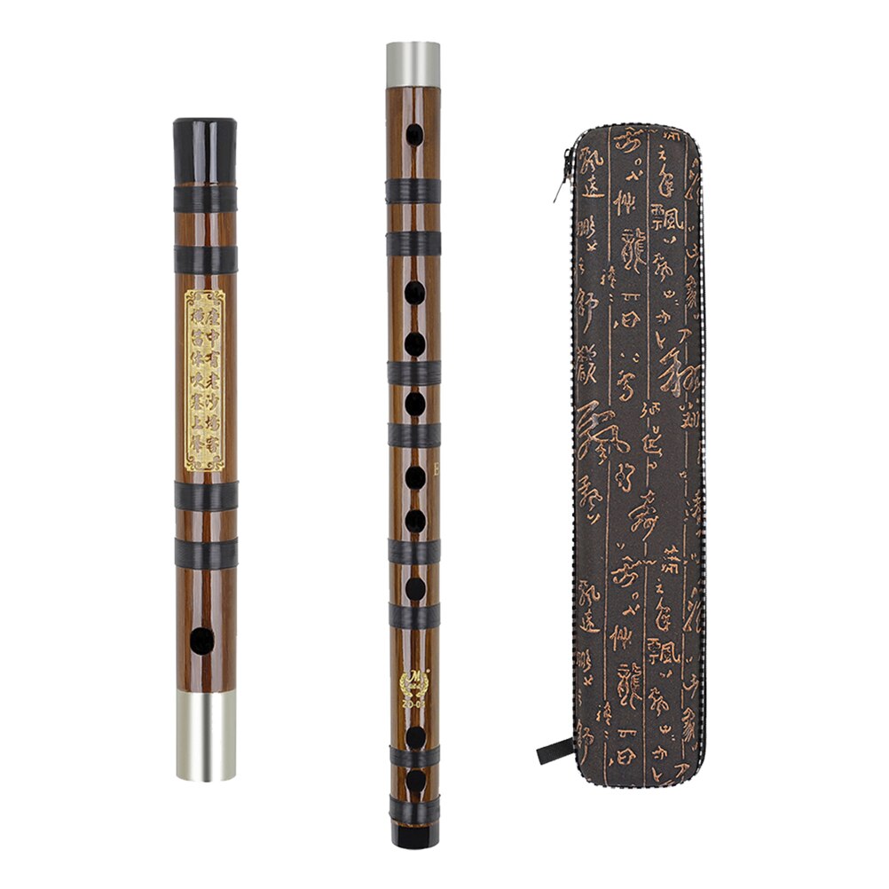 1 Set Antique Style Bamboo Flute Traditional Instrument Flute with Storage Box: Brown 0357X2.3X2.3CM