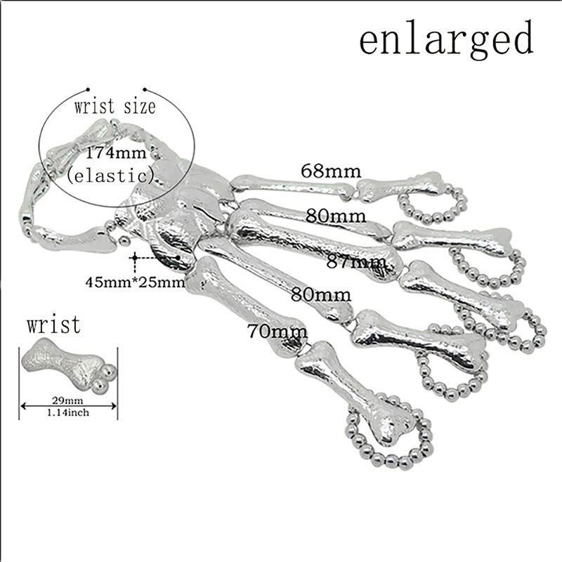 Halloween Skelet Bone Vinger Armband Vingers Bangle Accessoires Party Decoratie Schedel Skelet Bone Hand Palm #7