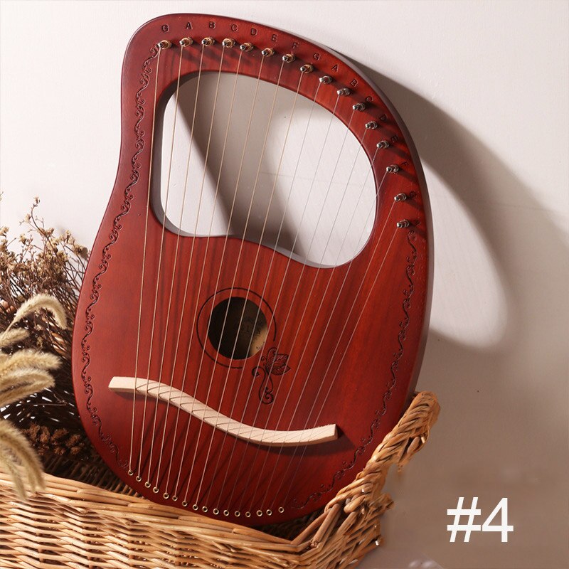 16-Tone Log Lyre Portable Musical Instrument 16-Strings Solid Wood Veneer Lyre Stringed Instrument LMH66