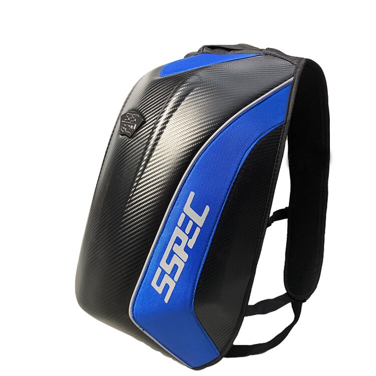 Mochila impermeable de fibra de carbono para motocicleta, bolso con carcasa dura, para turismo: Azul