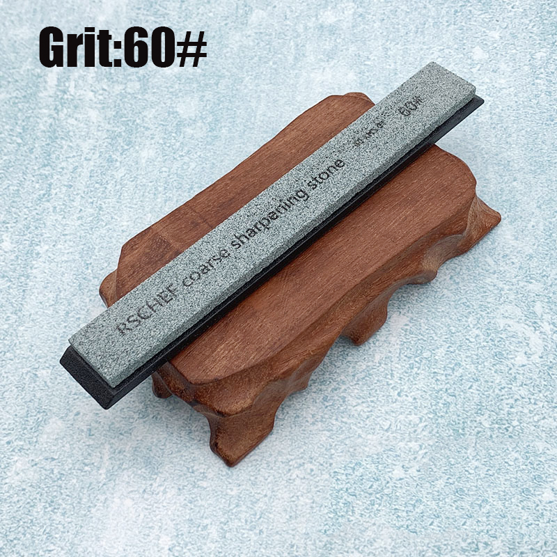 Small sharpening stone with base for kitchen knife Fixed angle sharpener outdoor whetstone Apex edge White corundum: 60 Grit