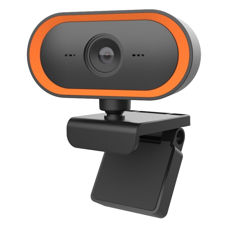 2K Hd Computer Usb Camera, leef Microfoon Camera Met Driehoek Beugel-Blauw/Oranje 2 Kleuren 1Pc: OR