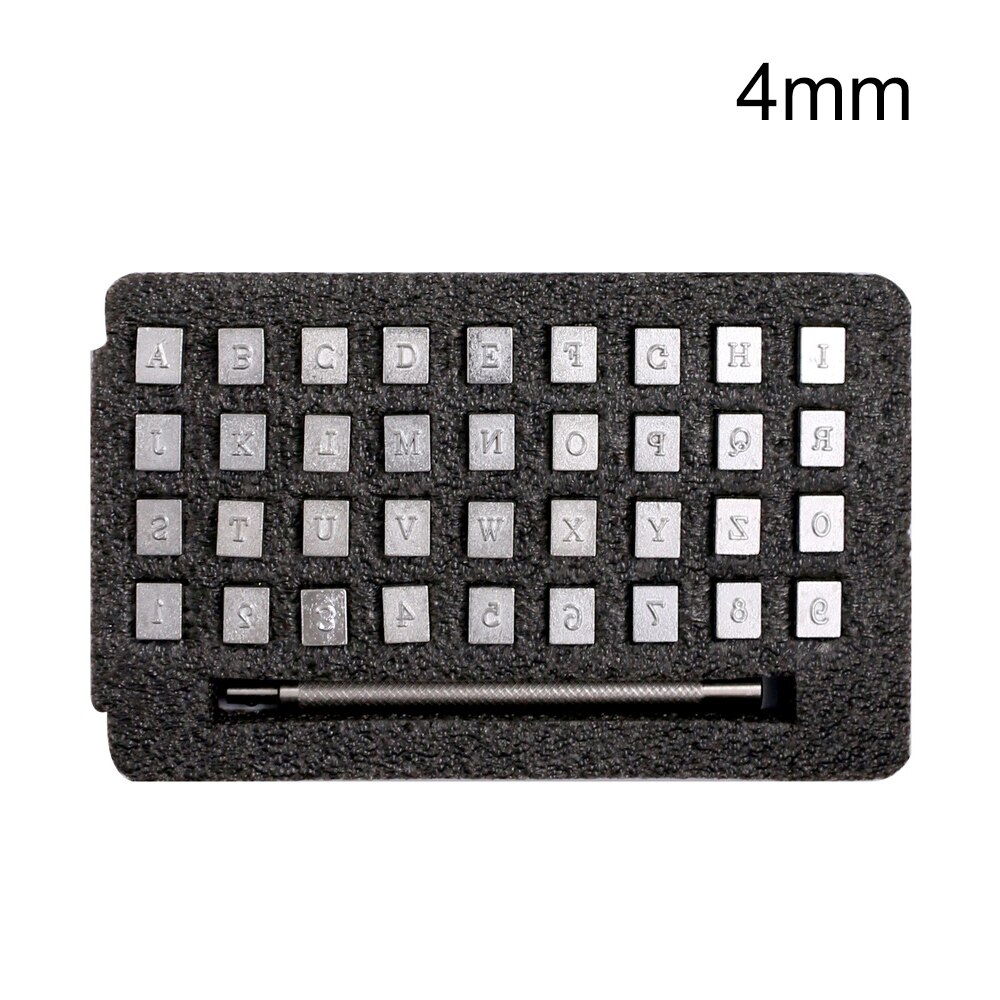36 Stks/set Engels Brief Alfabet Nummers Stempelen Punch Set Metalen Lederen Tool Lederen Craft Alfabet Stempels Graveren Tool Set: 4mm