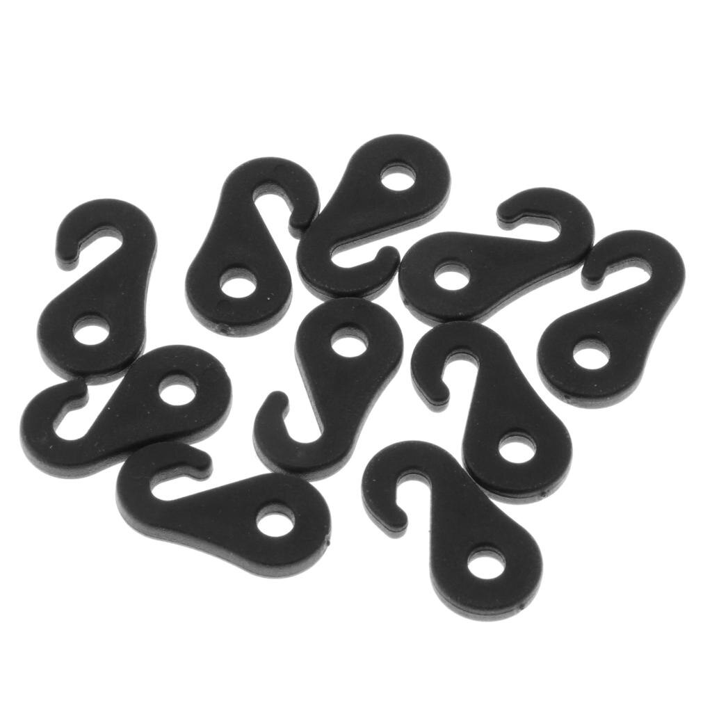 Paquete de 10 cortinas de toldo de reparación de gancho de tienda interior de plástico negro/blanco para coser tienda de campaña al aire libre accesorios de refugio: 2.7cm
