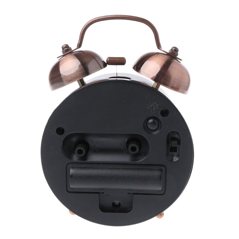 Retro Desktop Mechanical Alarm Clock Night Light Dual Bell Bedside Silent Metal Digital Bedroom Home Decoration