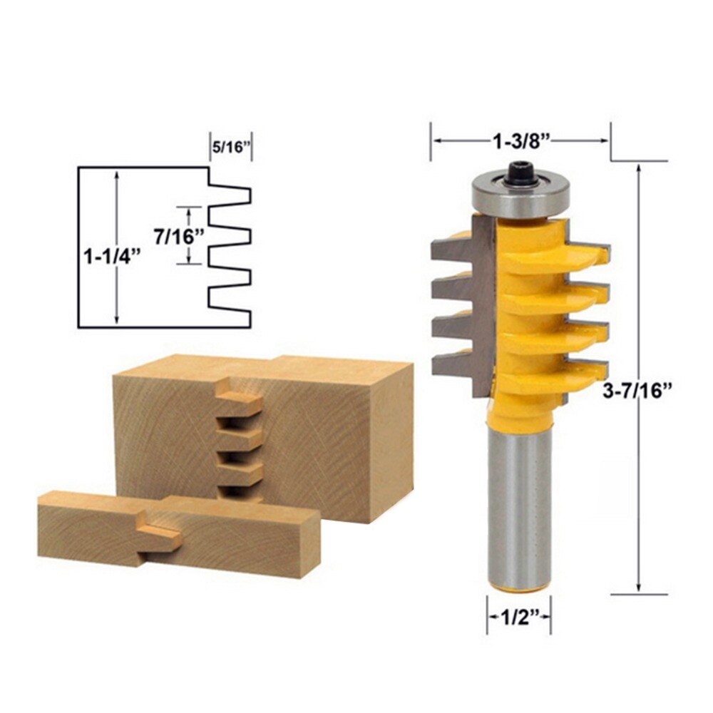 1/2 Inch Shank Rail Reversible Finger Joint Glue Router Bit Tenon Woodwork Cutter Power Tools Wood Router Cutter
