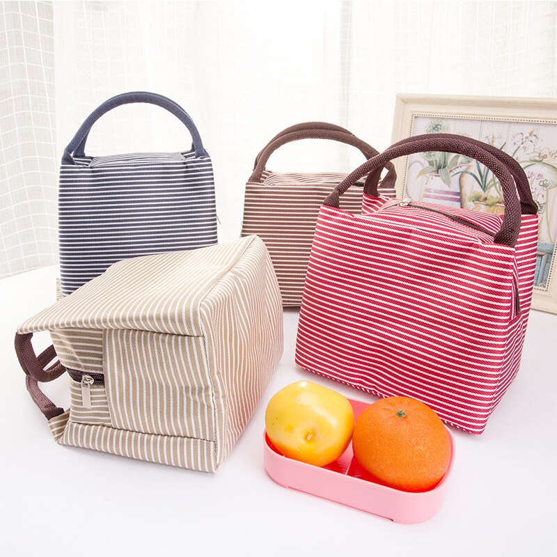 Thickening aluminum foil Stripe Oxford lunch bags keep lunch box warm for women waterproof Lunch bag student Bento bag MMB-007