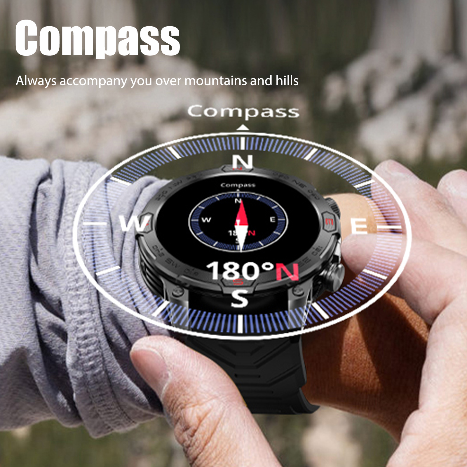 EIGIIS sprytny zegarek KC86 1.43 "ekran AMOLED 1ATM wodoodporny zegarek sportowy dla mężczyzn z kompasem wysokości barometr doprowadziło latarka doprowadziło