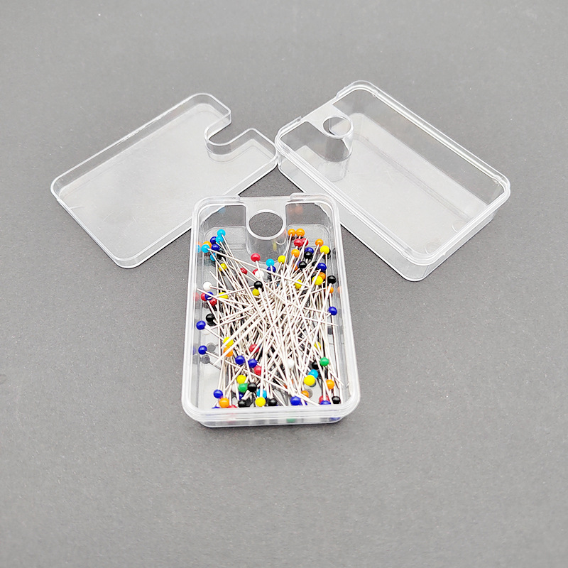 100 unids/caja de alfileres de cabeza de vidrio redondos coloridos, agujas de posicionamiento de empuje recto, accesorios de costura para herramientas de bricolaje de confección: Gris claro