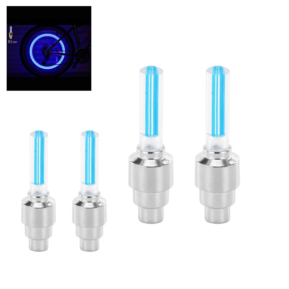 Fietsverlichting Led Cover Band Wiel Valve Stopper Fiets Flash Light Mountain Racefiets Fiets Wiel Verlichting Led Neon lamp: 4PCS  Blue