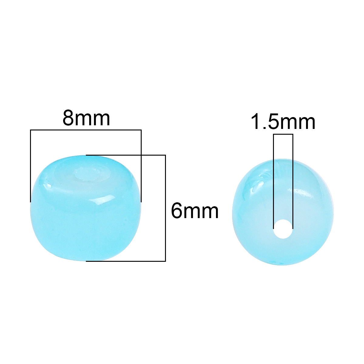 Edle Jade-Optik Glasperlen 8x6mm - 30Stk Brautschmuck (1.5mm See)