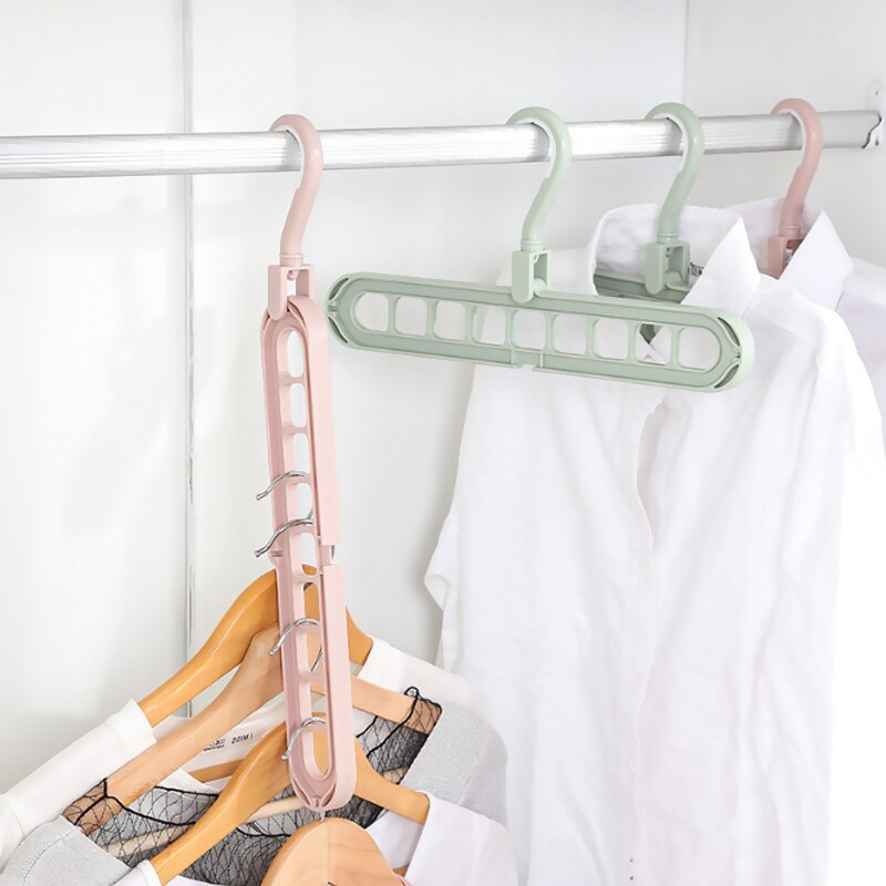 Cintre pliant en plastique à 9 trous, organisateur de vêtements, gain de place, cintre multifonction, supports de séchage pour écharpe de vêtements
