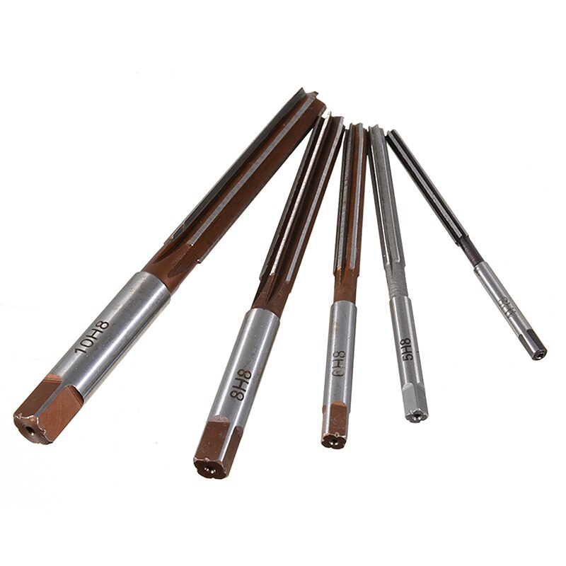 5pcs hand Reamer 4mm/5mm/6mm/8mm/10mm H8 Chucking Straight Shank Hand Reamers Set 6 Flutes For reducing Hole Surface Roughness
