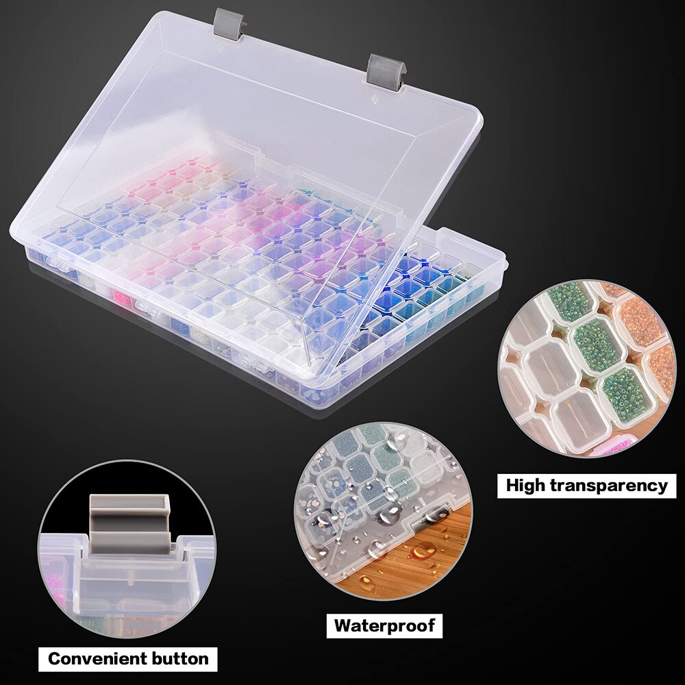 124 Grids Diamond Mosaic Storage Box Accessories Tools Container Case Plastic Bead Organizer 5D Diamond Embroidery Accessories