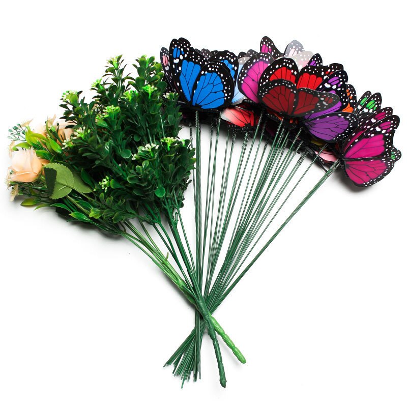 Maceta 3D de simulación de mariposa monarca, decoración impermeable para jardín, flores, boda, patio, exterior, 10/20 Uds.