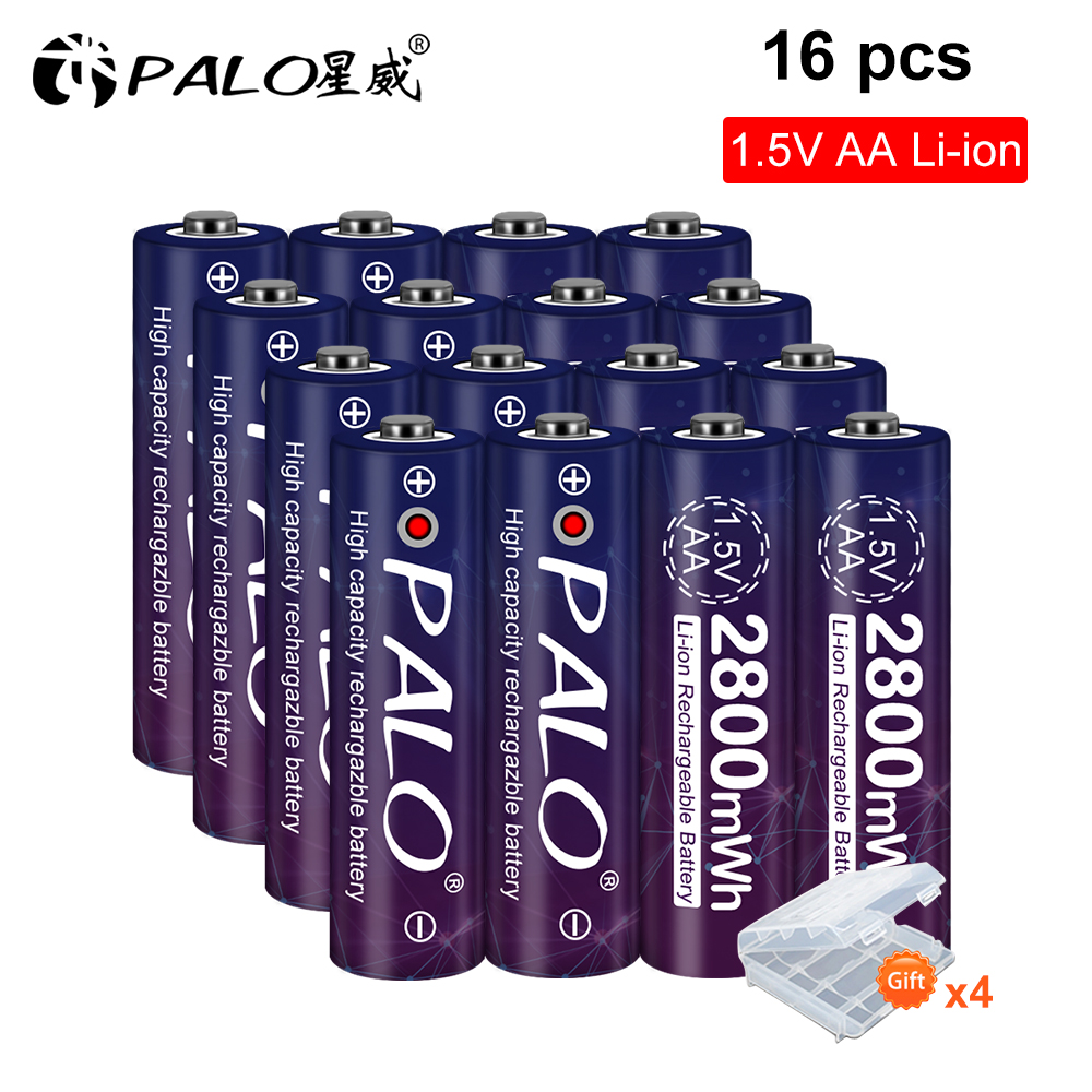 Lithium-Ion Batterij Polymeer Oplaadbare Batterijen Voor Thermometer Game Console Speelgoed Palo 1.5V Aa Li-Ion Batterij 2A 1.5V 2800mWh: 16PCS battery