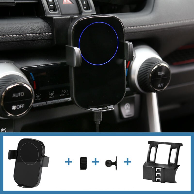 For Toyota RAV4 RAV 4 Car Phone Holder Mount Gravity GPS Wireless Charging Stand Air Vent Mount Fit Smartphone 4.0~6.0inch: D Black
