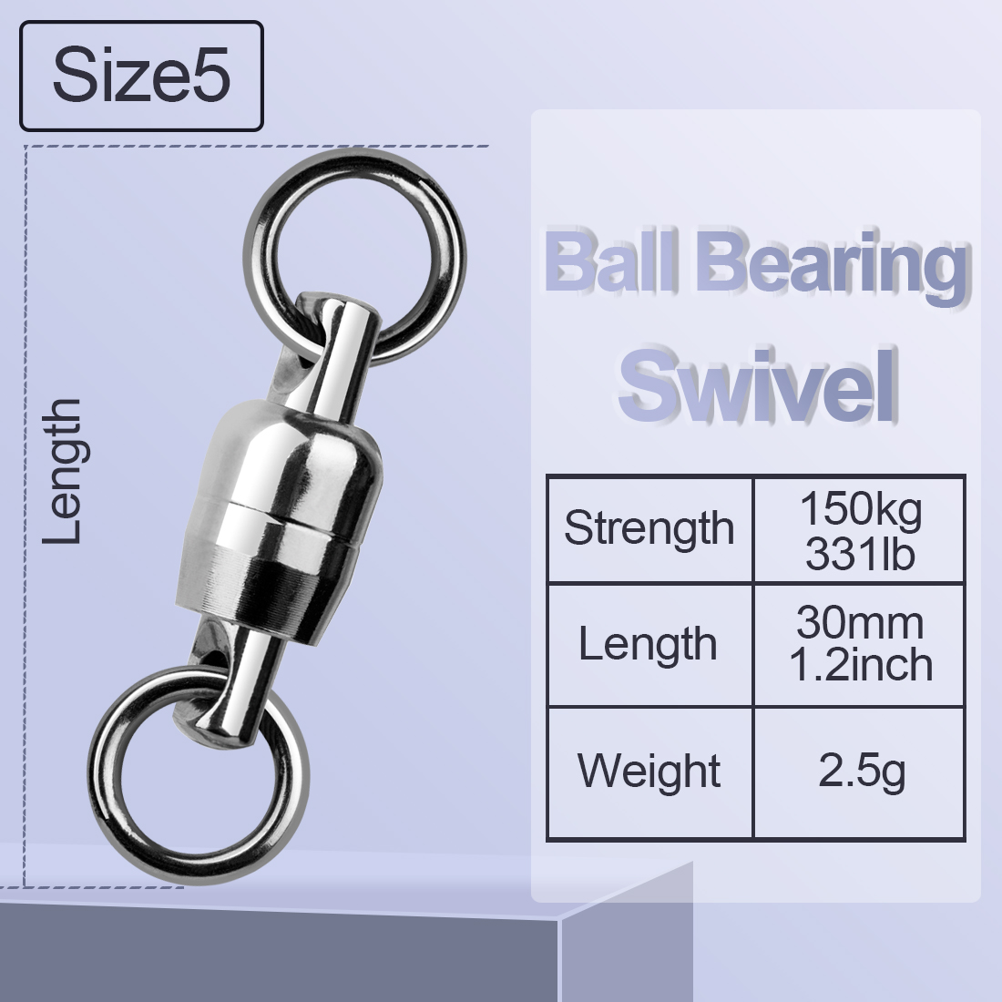 FishTrip Stainless Steel Dual Ball Bearing Swivels Heavy Duty High Strength One-piece: 10 / light yellow