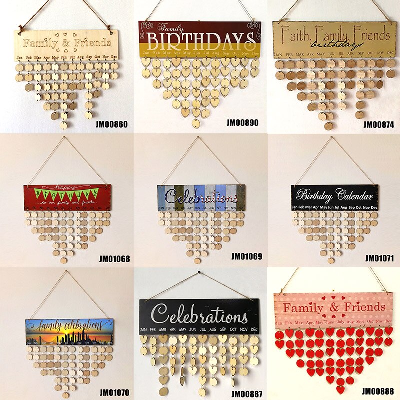 bois tenture murale calendrier anniversaire célébrations bricolage rappel pour la décoration de la maison LBV