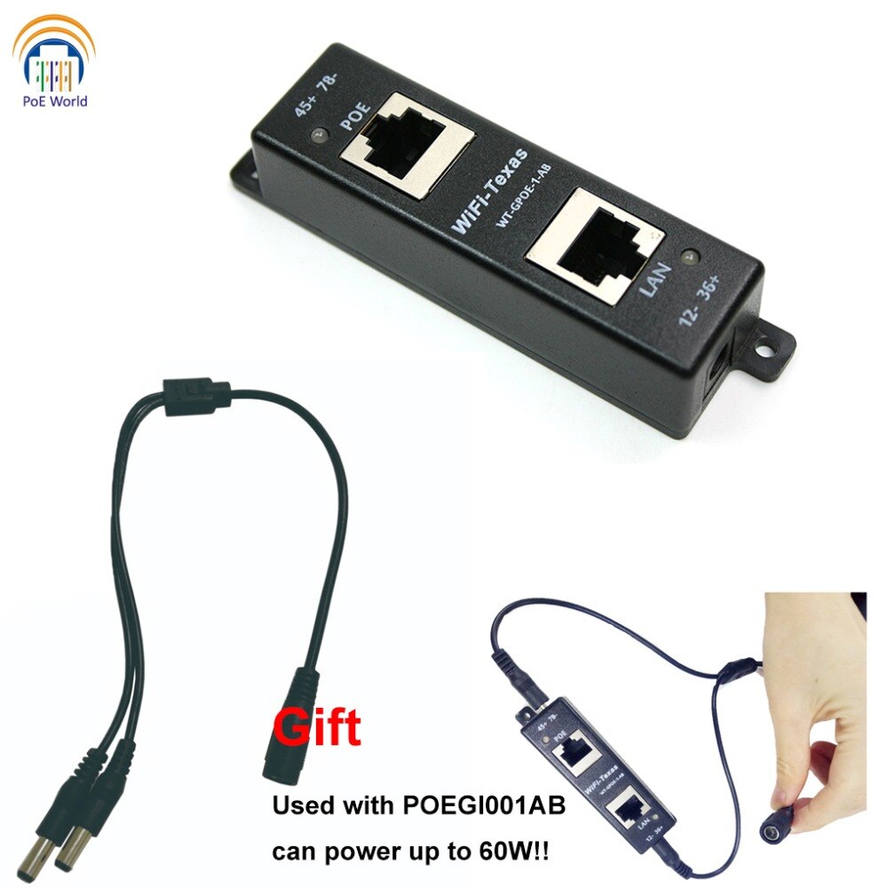 Gigabit Poe Injector Of Poe Splitter Externe Voeding Van 12 V Naar 56 V Tot 60 Watt Injector/Splitter Voor Poe + 802.3at