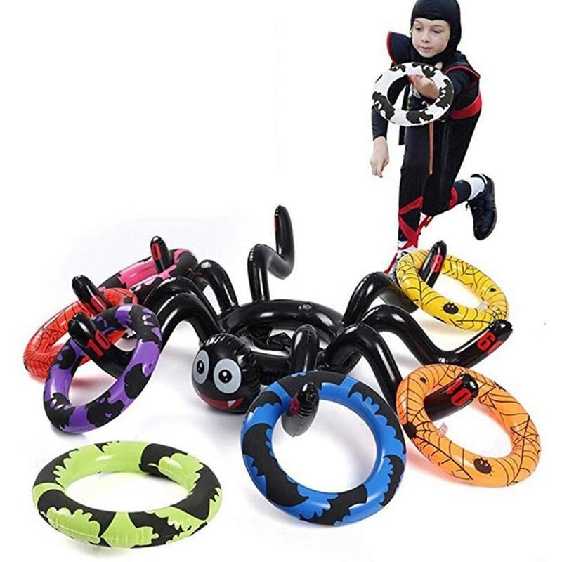 Anelli di lancio del ragno gonfiabile creativo gioco del giocattolo del ragno di Halloween festa di natale lancio giocattolo gonfiabile per bambini Ri L3K5