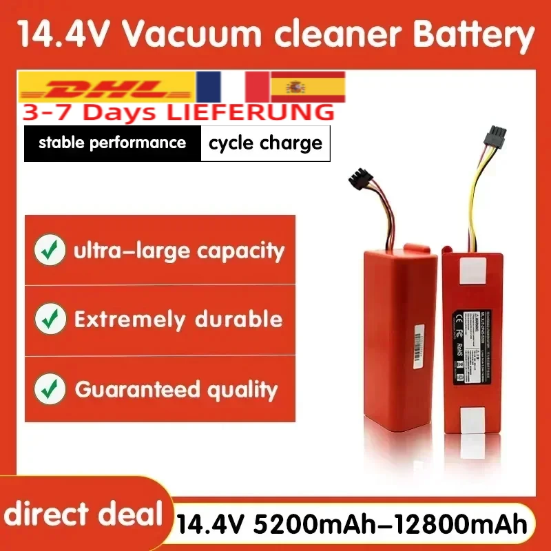 14,4 v 12800mah Roboter Staubsauger Ersatz batterie für Xiaomi Roborock S55 S60 S65 S50 S51 S5 Max S6 Teile