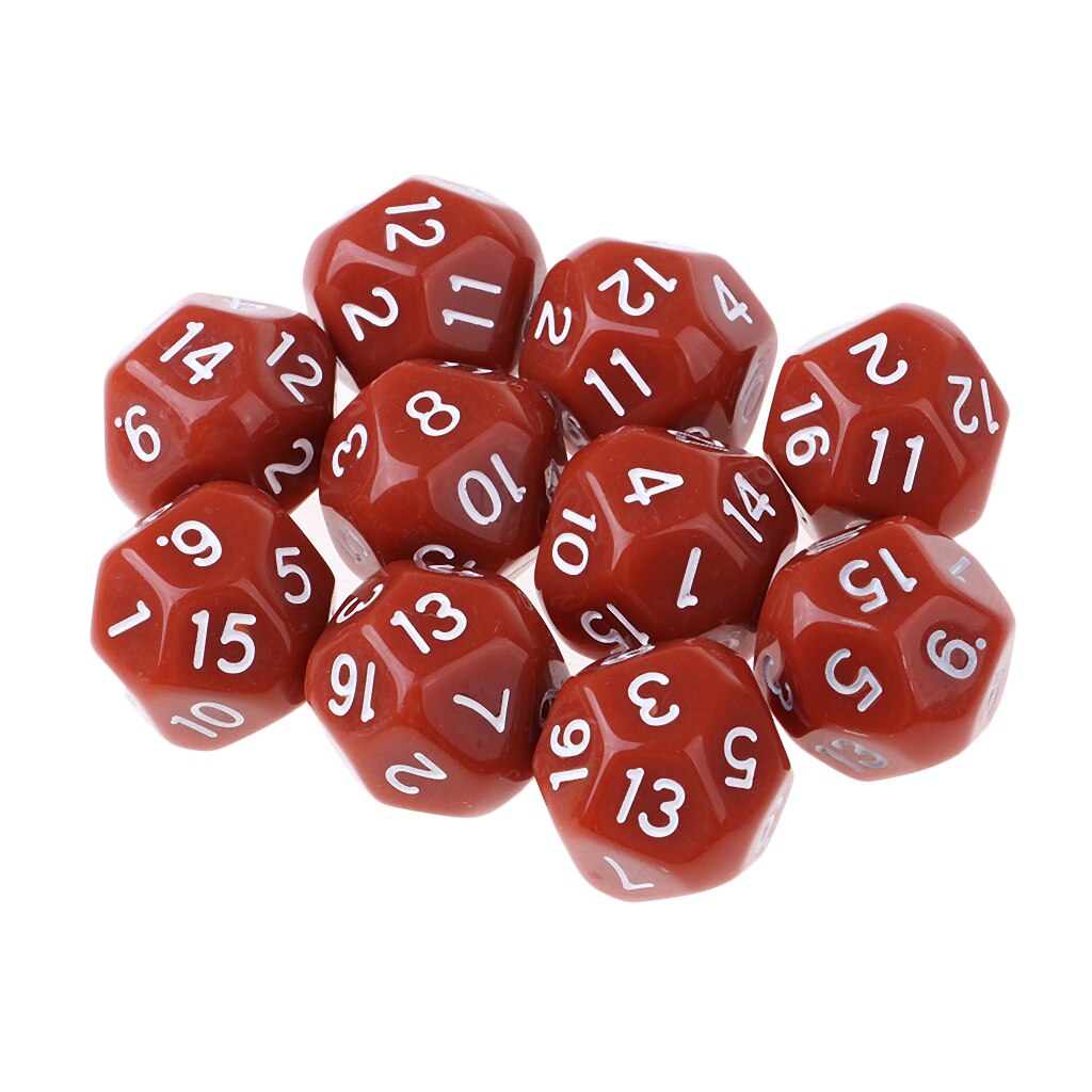 16-Sided D16 Acrylic Dices Table Game Accessory Toys for DND MTG TRPG 10Pcs